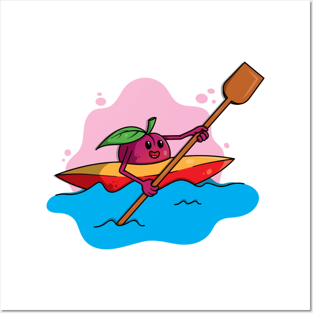 cute plum in a rowboat rowing in a lake Wall Art by TTirex